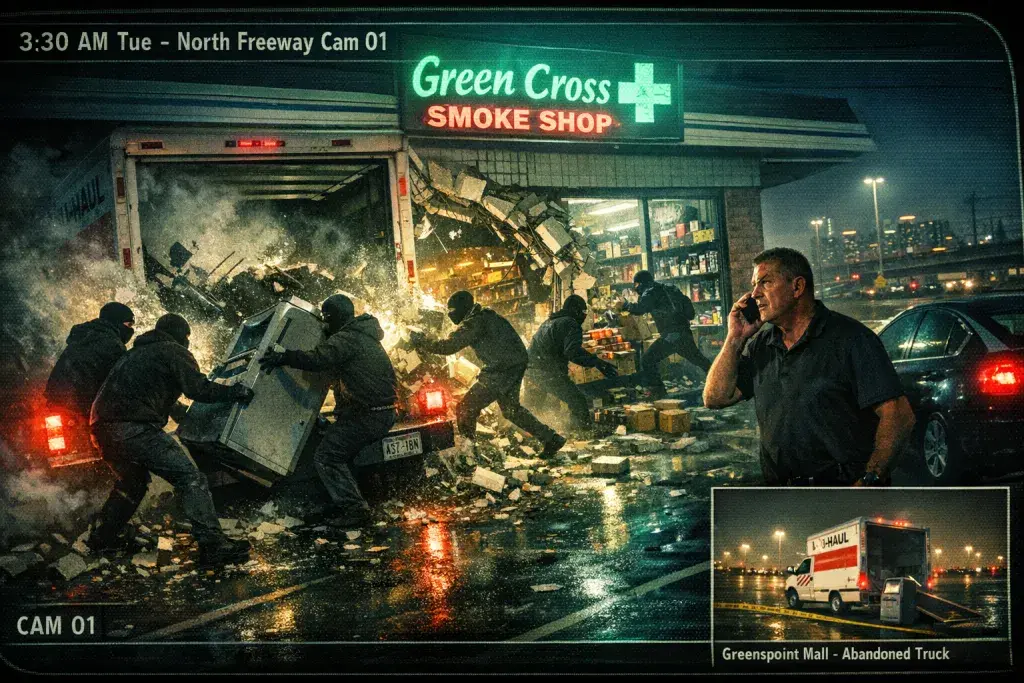 Houston Thieves Ram U-Haul into Smoke Shop in Brazen Caught-on-Camera Break-In