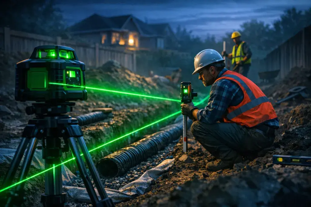 Laser Levels Ensure Accurate Slopes for Effective Drainage Projects